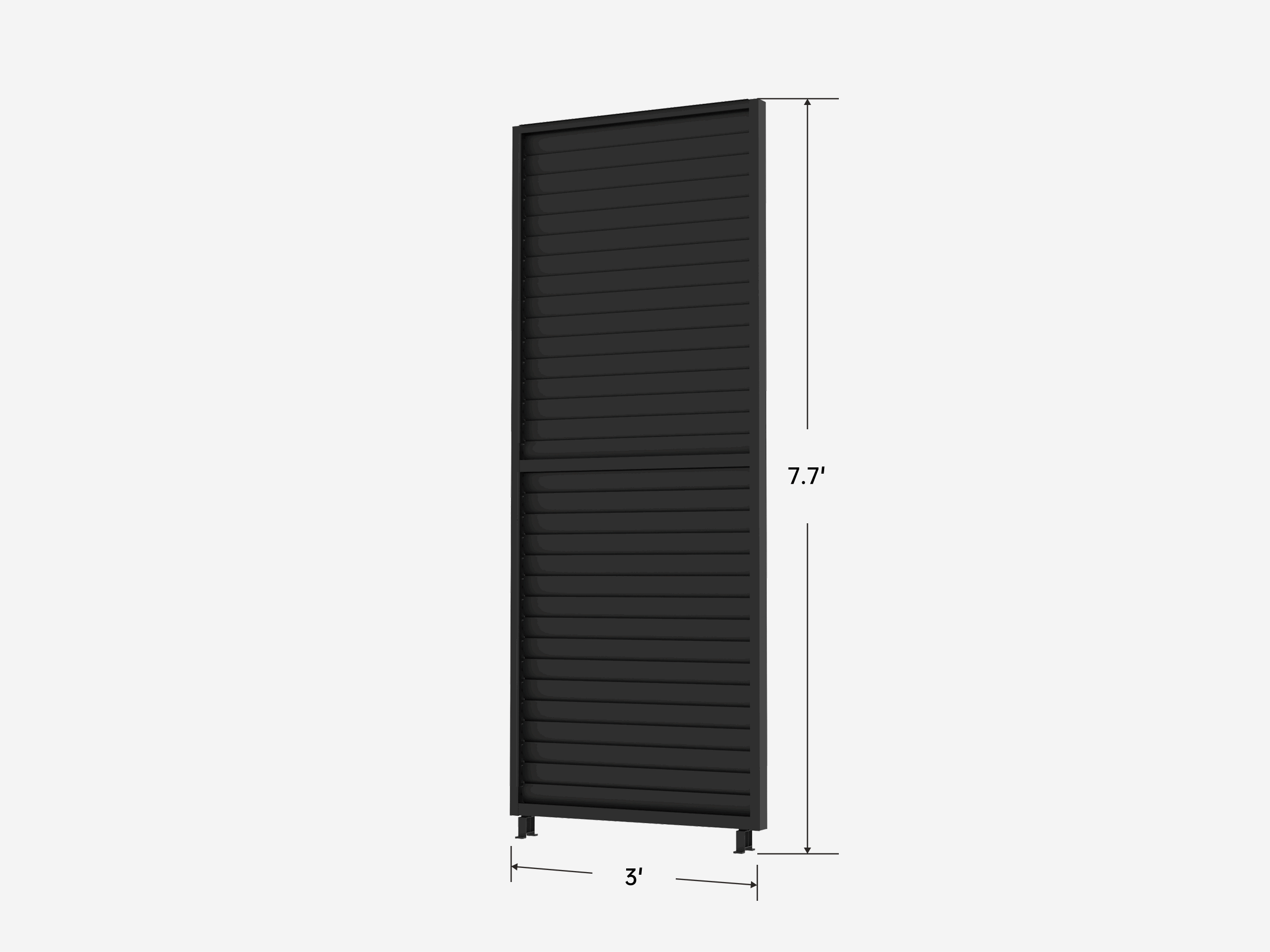 Black Aluminum Slat Wall for Louvre 5 Pergola - 3' x 7.7' - Weather-resistant and durable outdoor privacy solution