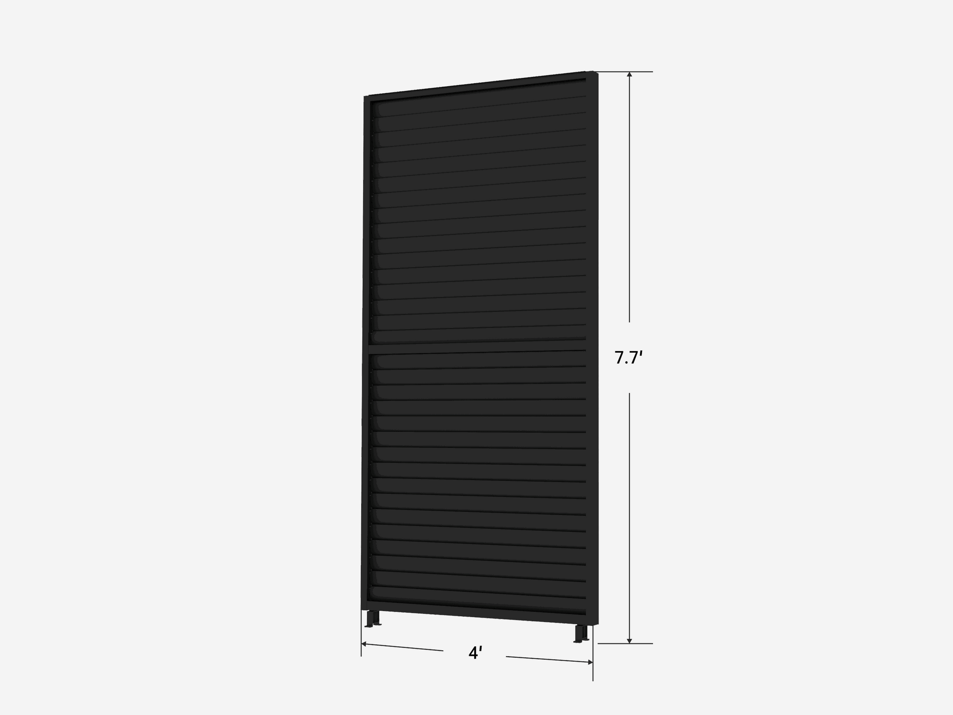 Black aluminum slat wall for Louvre 5 Pergola, 4' x 7.7', outdoor privacy solution