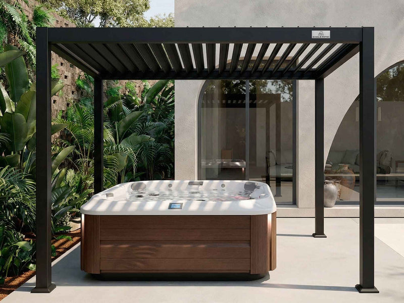 L5 Aluminum Louvered Pergola | Adjustable Louvers & Drainage - 10‘ x 10’ / Manual Roof / Black