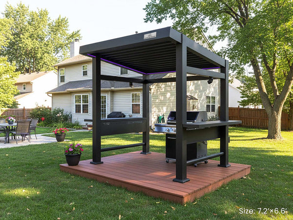 N5 E Louvered Grill Pergola