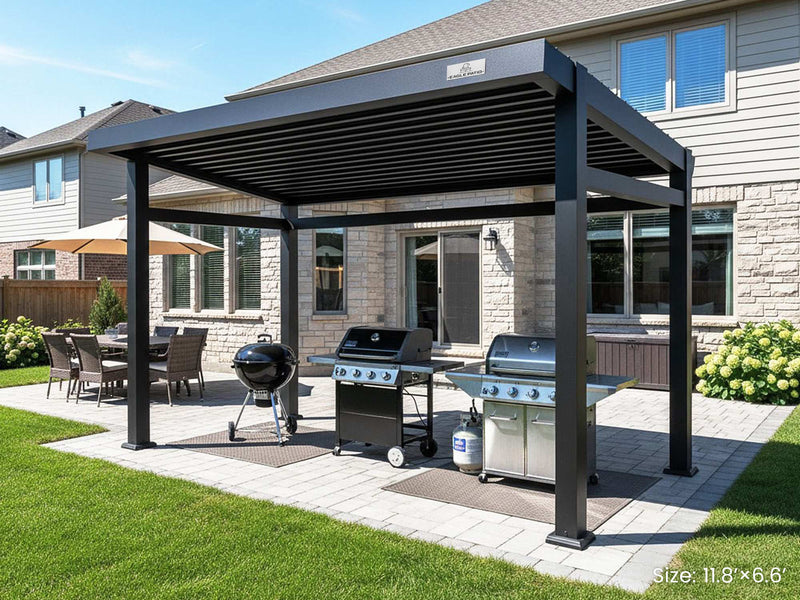 N5 Louvered Grill Bar Pergola Slim-Fit Space-Saving Solution for Narrow & Limited Patios - N5 / Plus-11.8’×6.6’ - Fits Multi-Gril