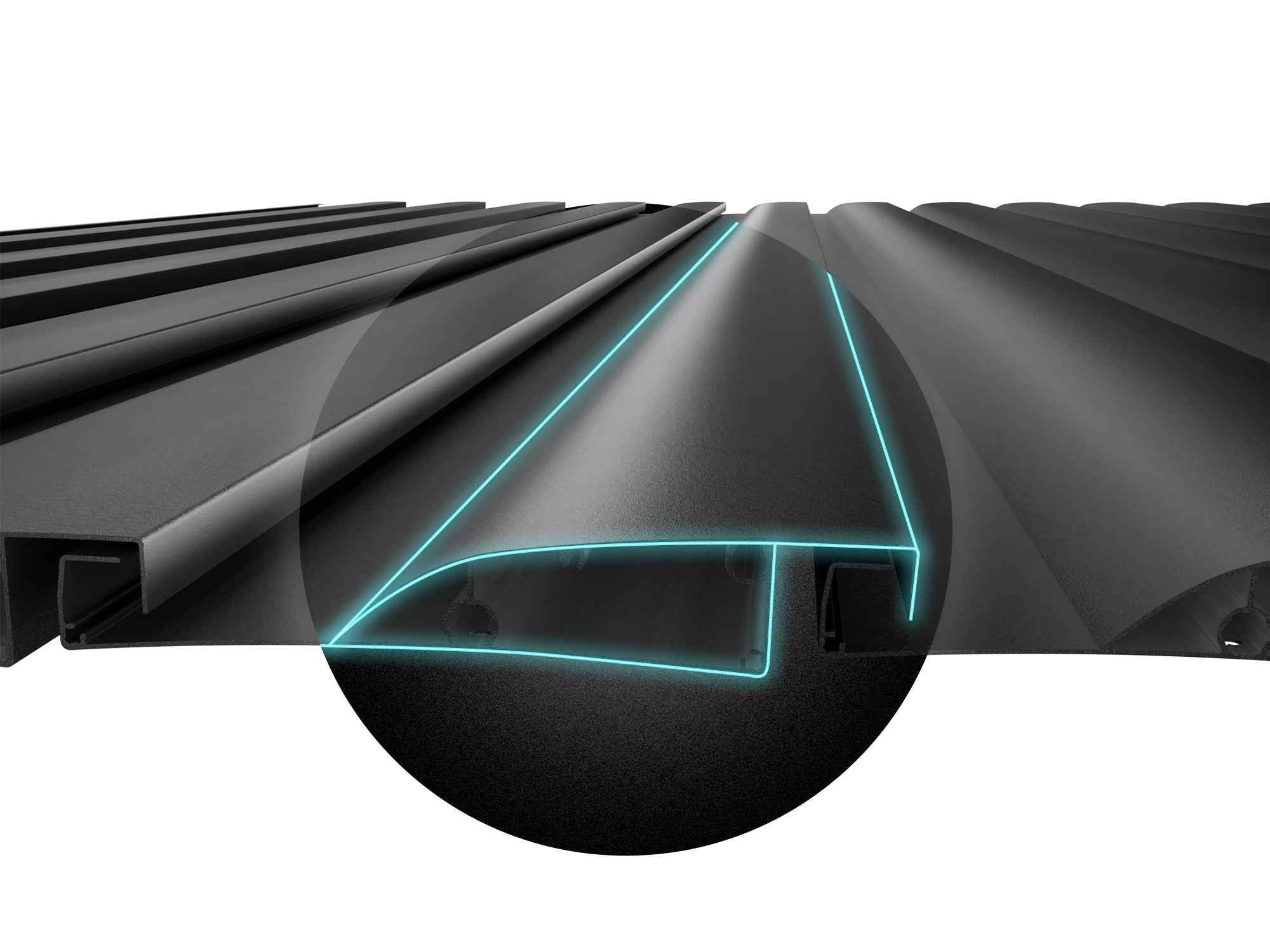 Aluminum louvered pergola beam cross-section, highlighting durable construction and design details for outdoor living.